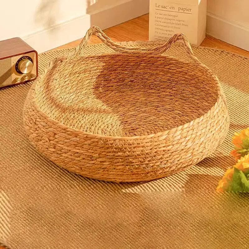 Panier Chat Rond en Rotin - Élégant et Design | HopMyCat
