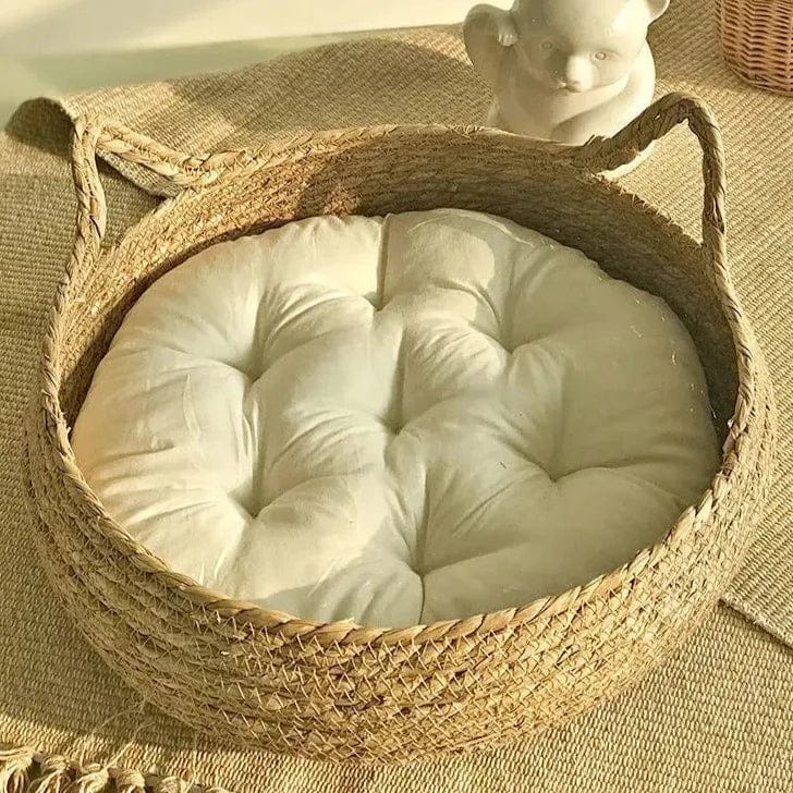 Panier Chat Rond en Rotin - Élégant et Design | HopMyCat