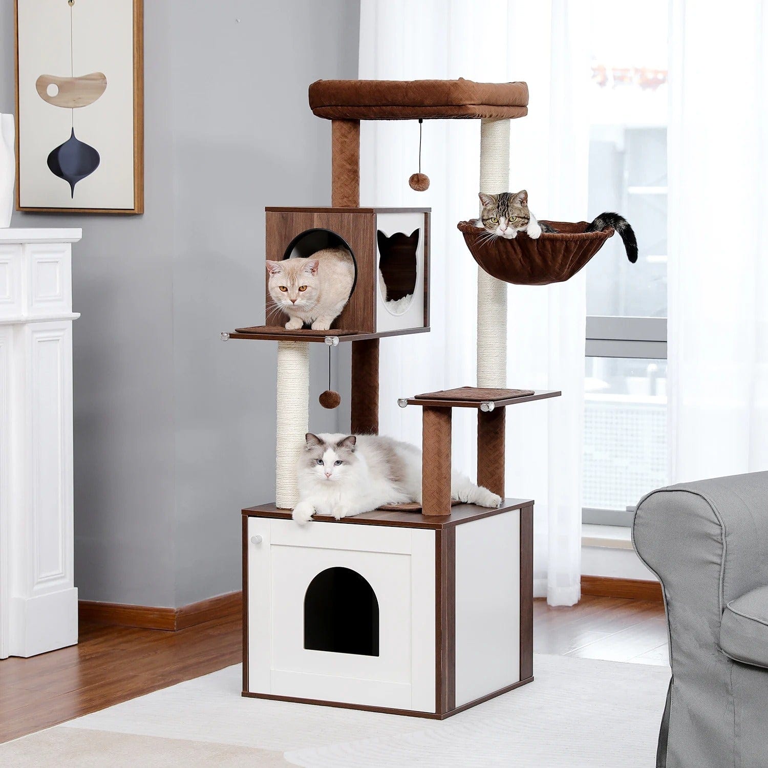 Arbre à chat de luxe en bois XXL | HopMyCat