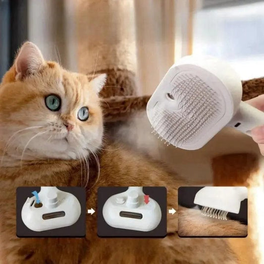 Brosse Chat Poil Long 2 en 1 avec Spray Hydratant | HopMyCat