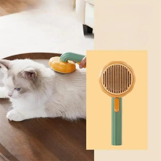 Brosse Chat Poil Long - Avec Bouton Autonettoyant | HopMyCat