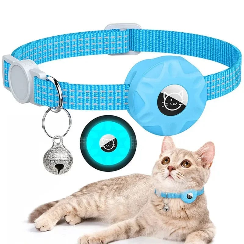 Collier GPS pour Chat Réfléchissant | HopMyCat Bleu