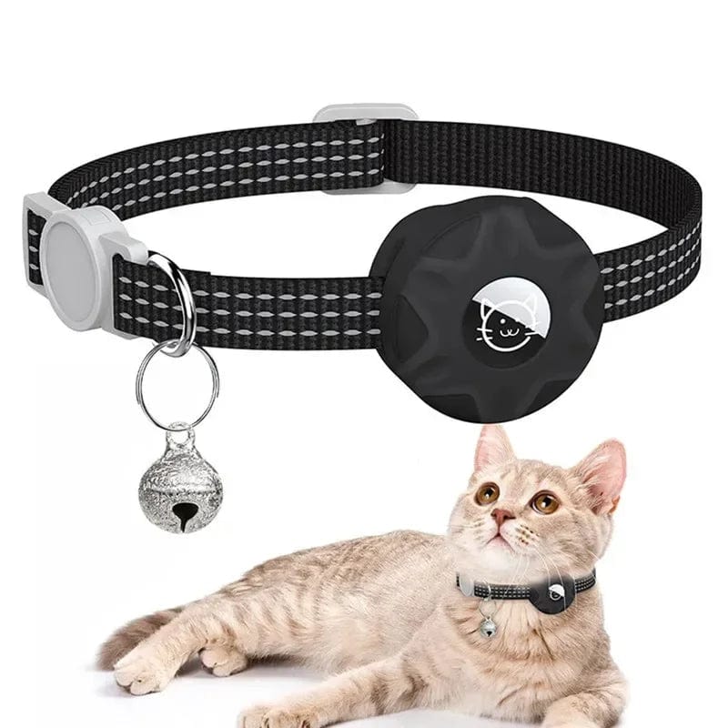 Collier GPS pour Chat Réfléchissant | HopMyCat Noir