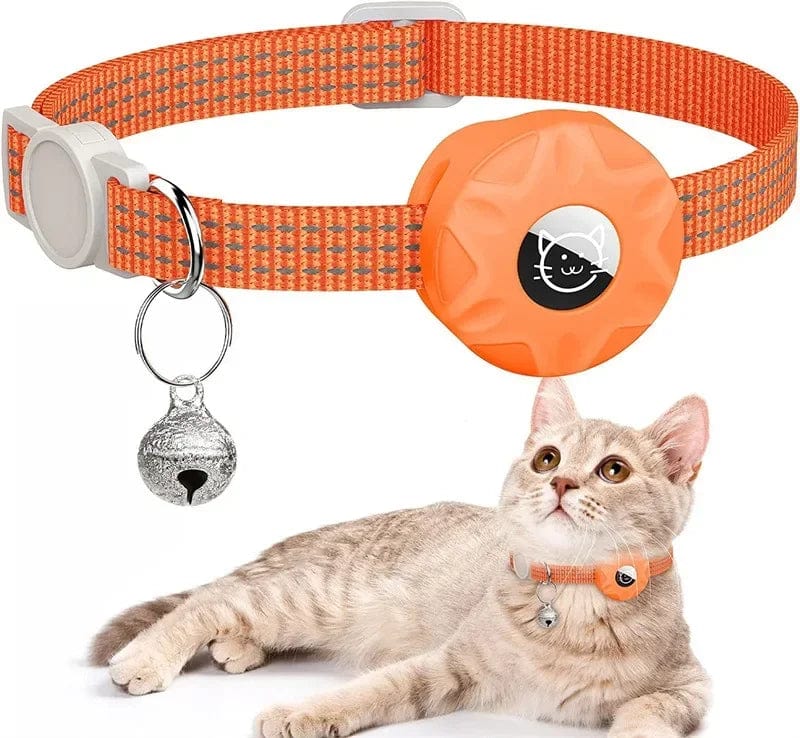 Collier GPS pour Chat Réfléchissant | HopMyCat Orange