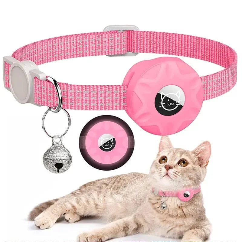 Collier GPS pour Chat Réfléchissant | HopMyCat Rose