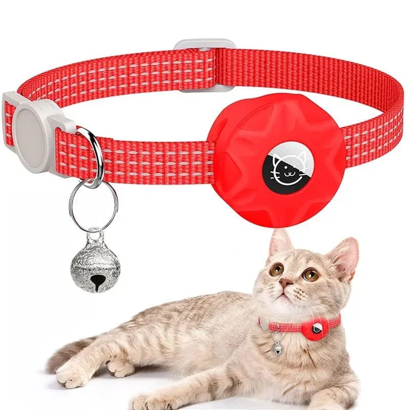 Collier GPS pour Chat Réfléchissant | HopMyCat Rouge