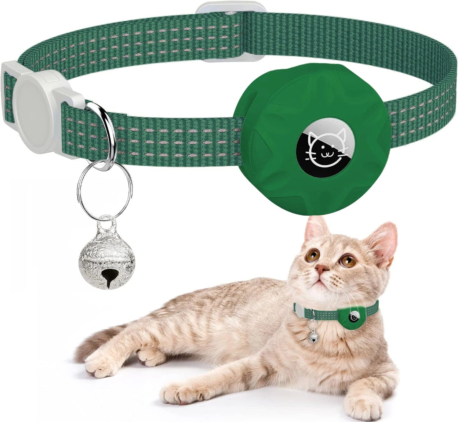 Collier GPS pour Chat Réfléchissant | HopMyCat Vert