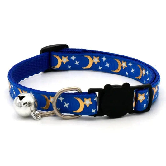 Collier pour Chat - Lunes & Étoiles | HopMyCat Bleu