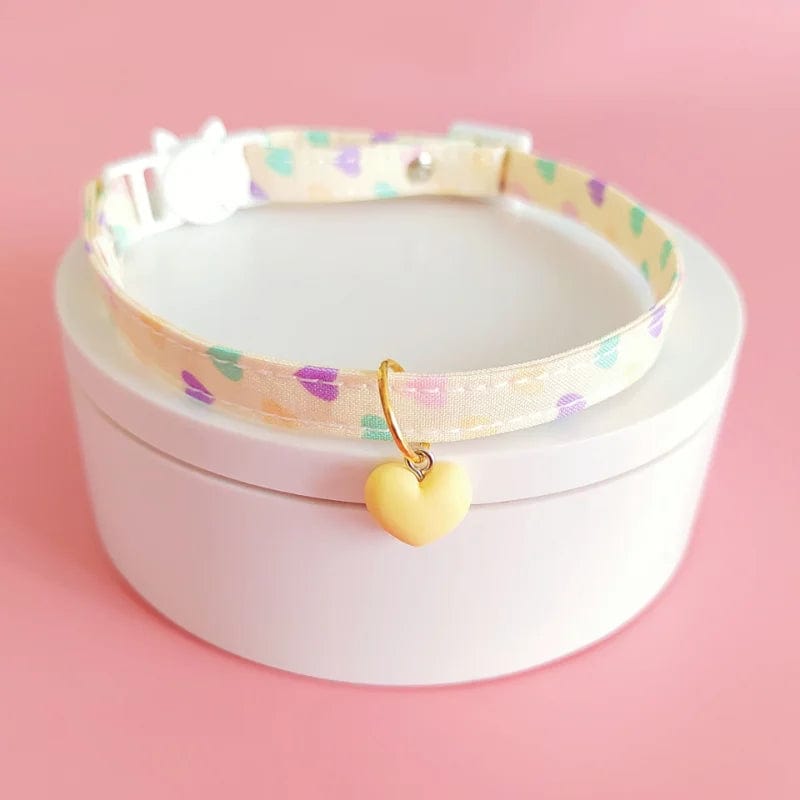 Collier pour Chaton "Coeur'Pastel" | HopMyCat Jaune / S 12-20cm