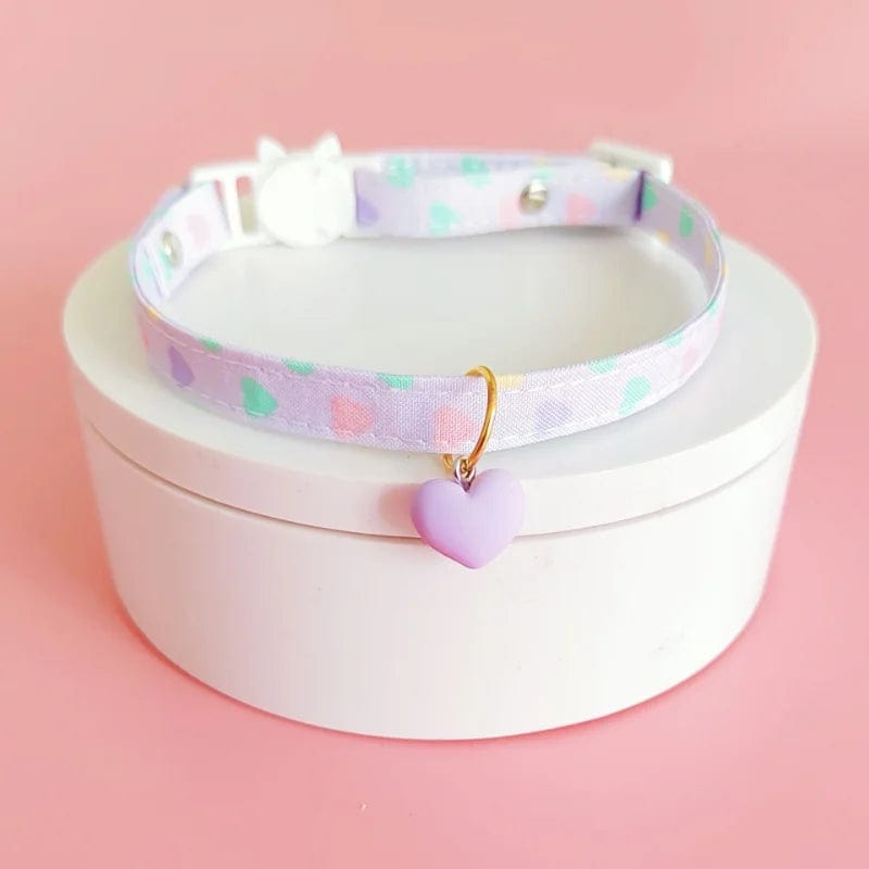 Collier pour Chaton "Coeur'Pastel" | HopMyCat Mauve / S 12-20cm