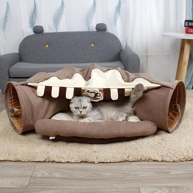 Coussin pour Chat avec Tunnel | HopMyCat Café