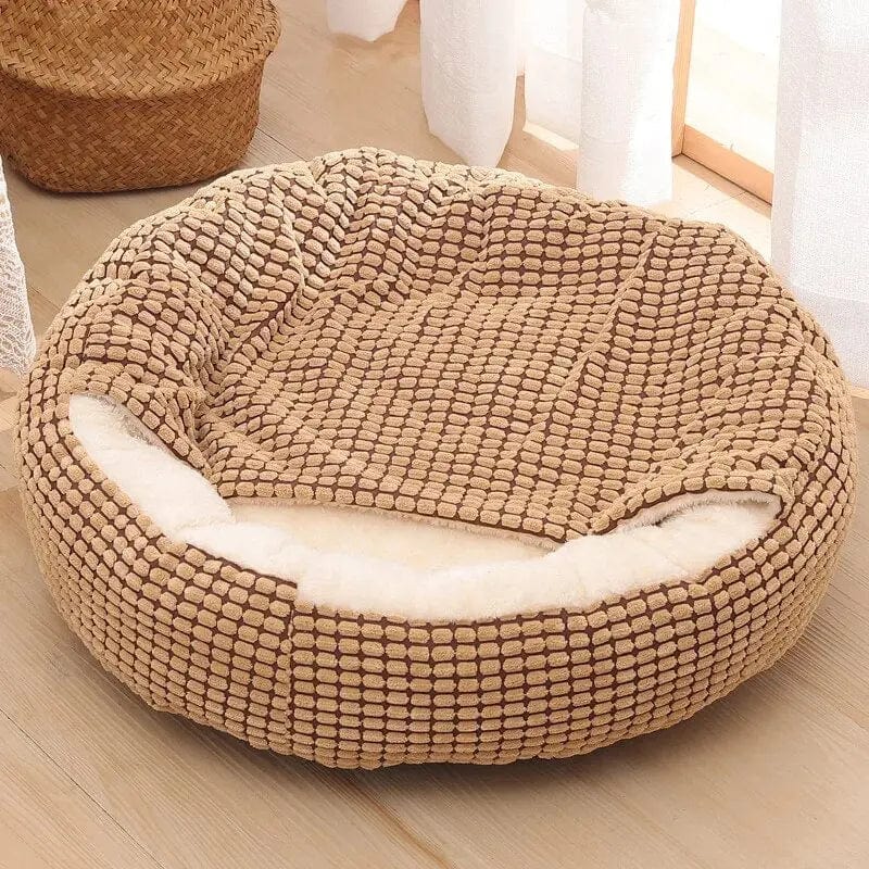 Coussin pour chat Cosy avec couverture intégrée | HopMyCat Marron