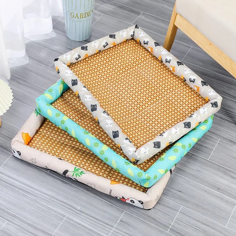 Coussin pour chat rafraîchissant en rotin - Edition estivale | HopMyCat