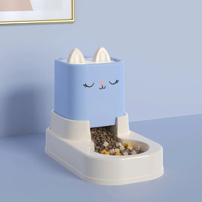 Distributeur de Croquettes pour Chat - FoodBowl | HopMyCat Bleu