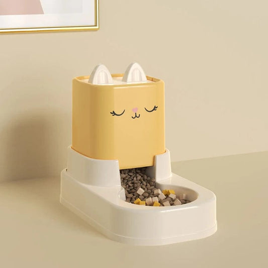 Distributeur de Croquettes pour Chat - FoodBowl | HopMyCat Jaune