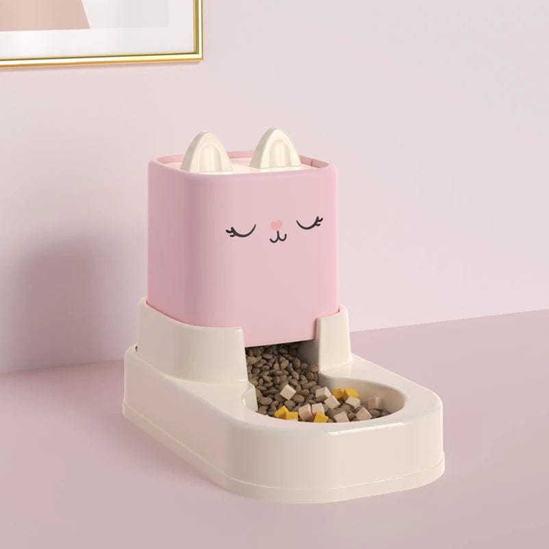 Distributeur de Croquettes pour Chat - FoodBowl | HopMyCat Rose