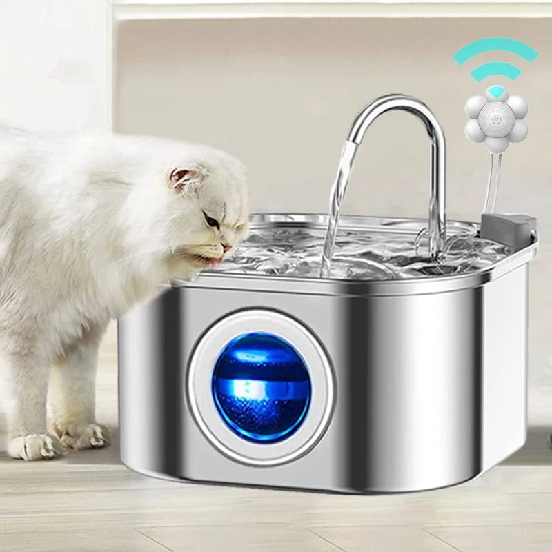 Fontaine à Eau pour Chat en Acier Inoxydable | HopMyCat