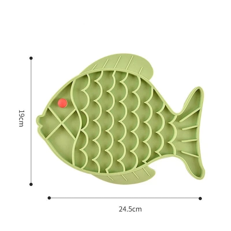 Gamelle Anti-Glouton pour Chat en forme de poisson | HopMyCat Vert