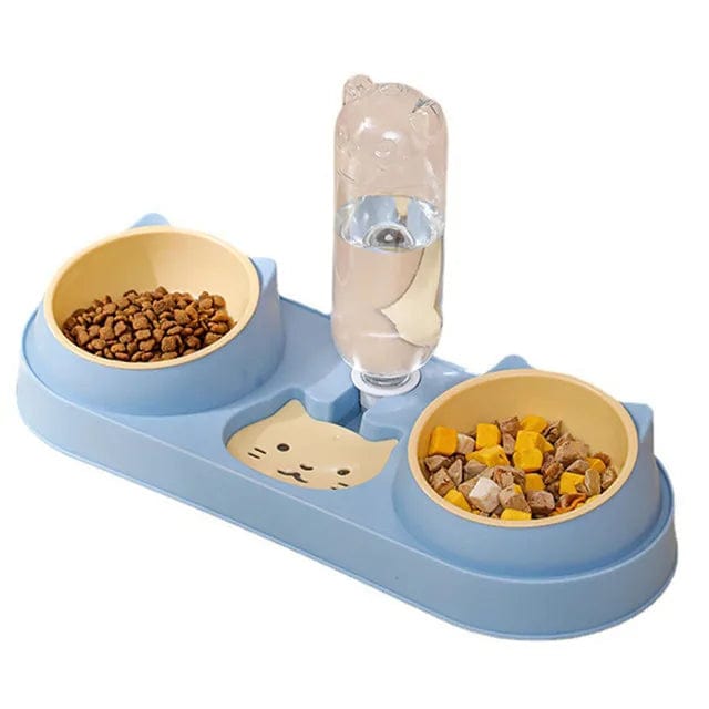 Gamelle pour Chat 3-en-1 "Choupy" | HopMyCat Bleu