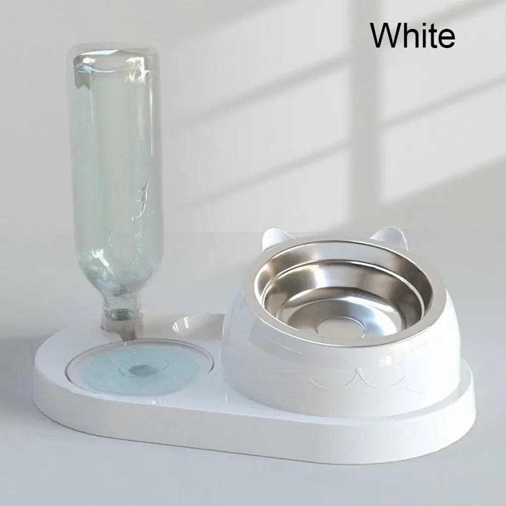 Gamelle pour chat avec distributeur à eau | HopMyCat Blanc