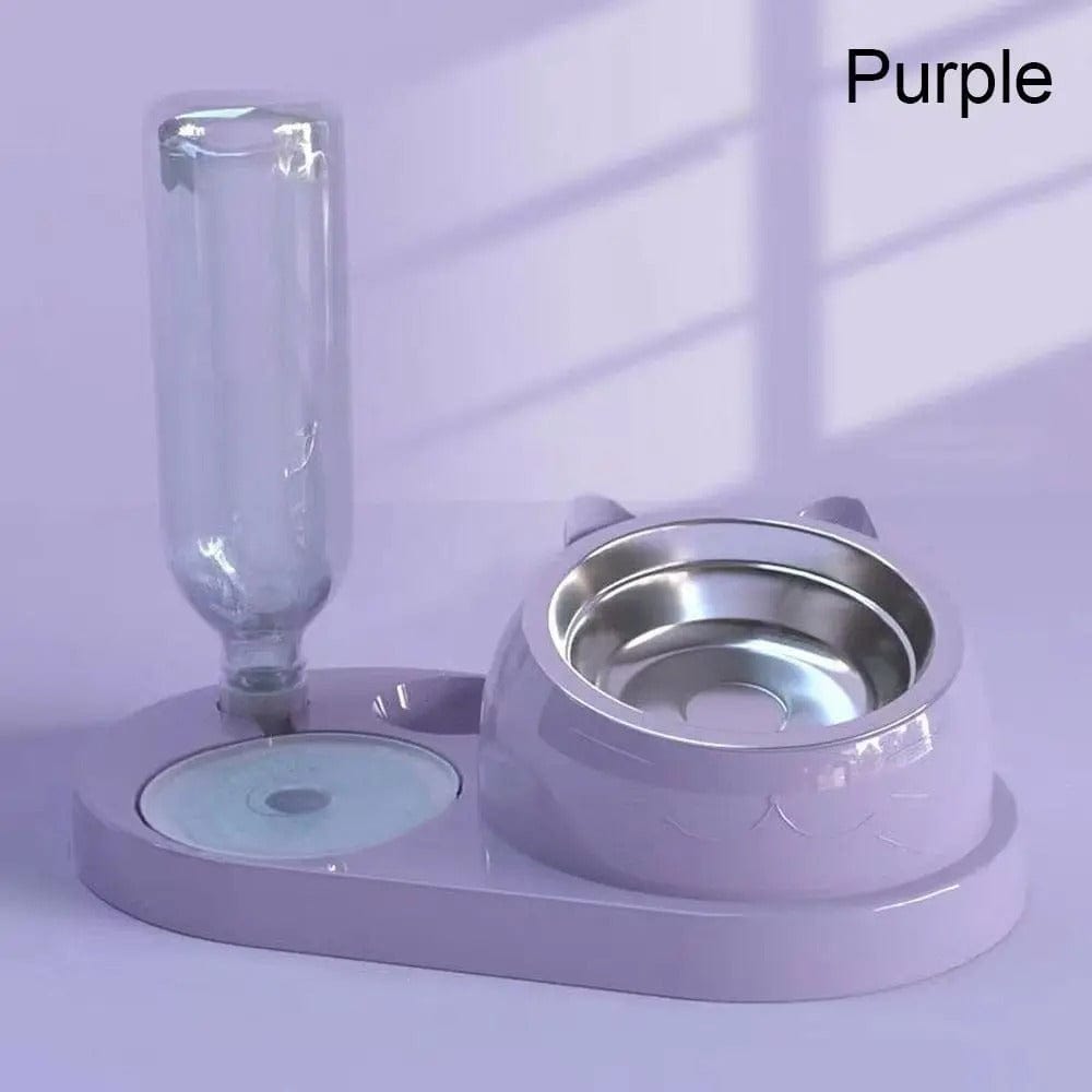 Gamelle pour chat avec distributeur à eau | HopMyCat Violet