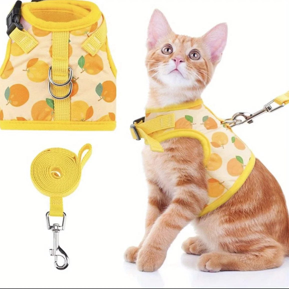 Harnais pour Chat "Cute Collection" | HopMyCat Citrons jaunes / M