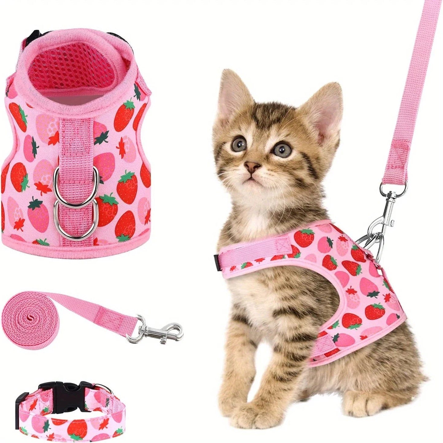 Harnais pour Chat "Cute Collection" | HopMyCat Fraises / M