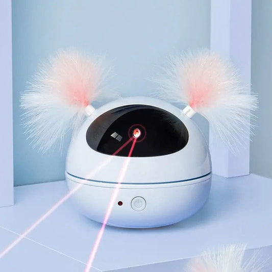 Jouet pour chat 2 en 1 avec laser et plumes | HopMyCat Bleu