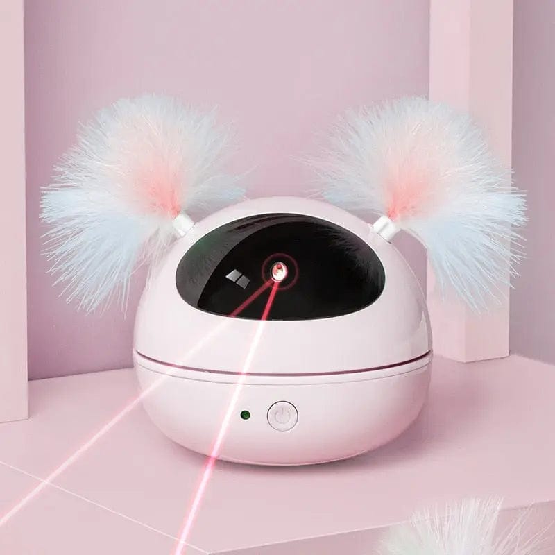 Jouet pour chat 2 en 1 avec laser et plumes | HopMyCat Rose