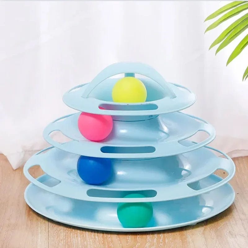 Jouet pour Chat "TowerToy" | HopMyCat Bleu (4 boules)