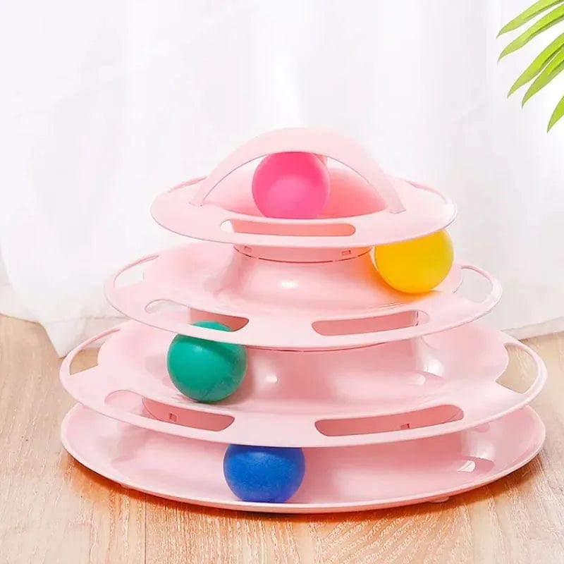 Jouet pour Chat "TowerToy" | HopMyCat Rose (4 boules)