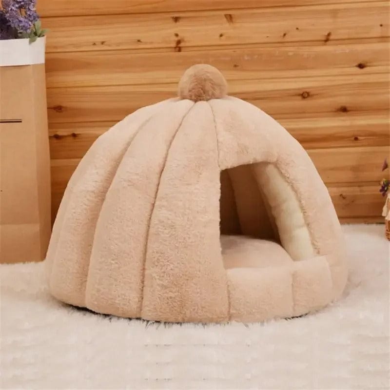 Panier pour chat relaxant en forme d'Igloo | HopMyCat Beige