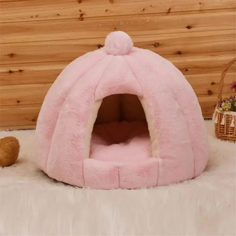 Panier pour chat relaxant en forme d'Igloo | HopMyCat Rose