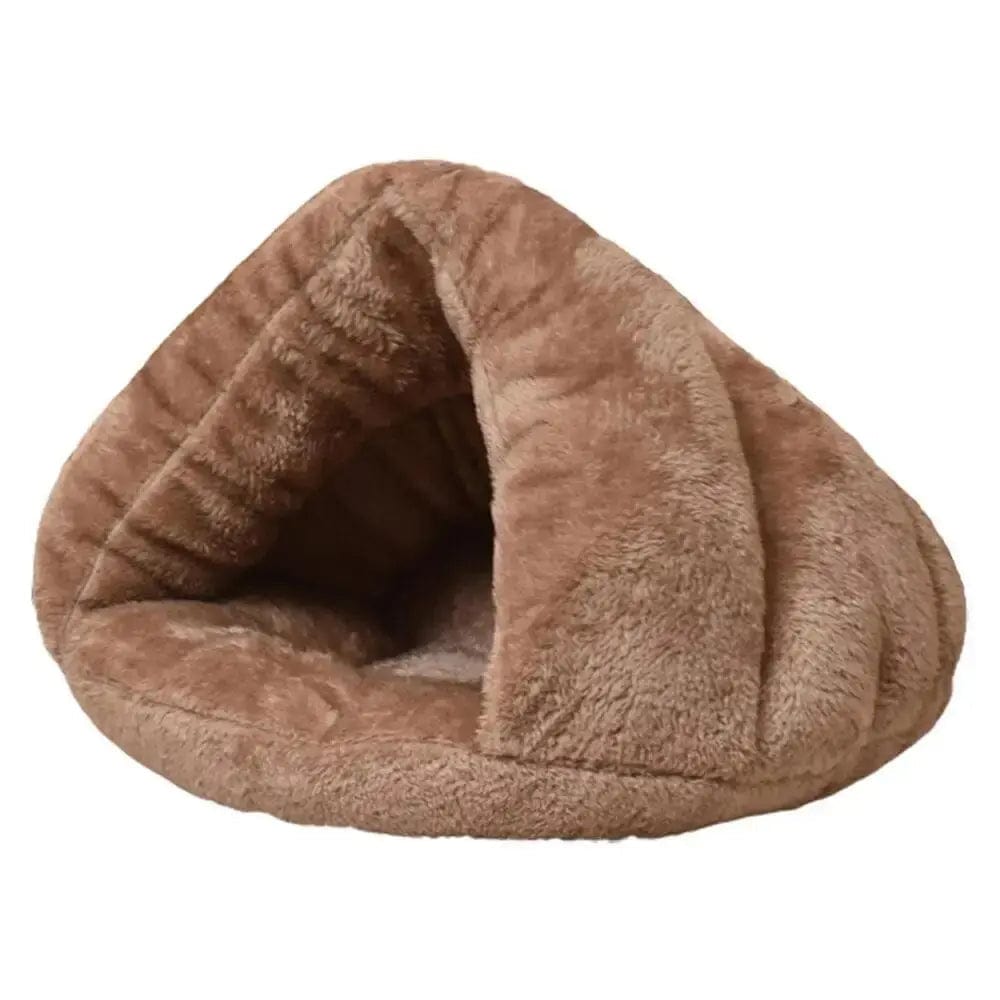 Panier pour Chat Triangle en Peluche Douce | HopMyCat Marron