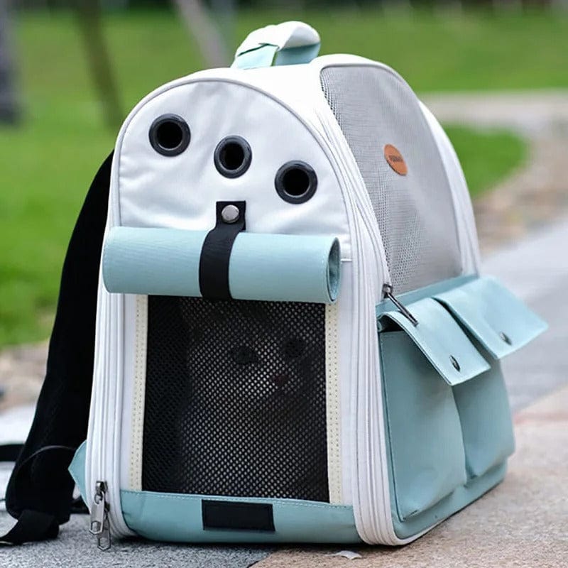 Sac à dos pliable et ventilé pour chat | HopMyCat Vert et gris