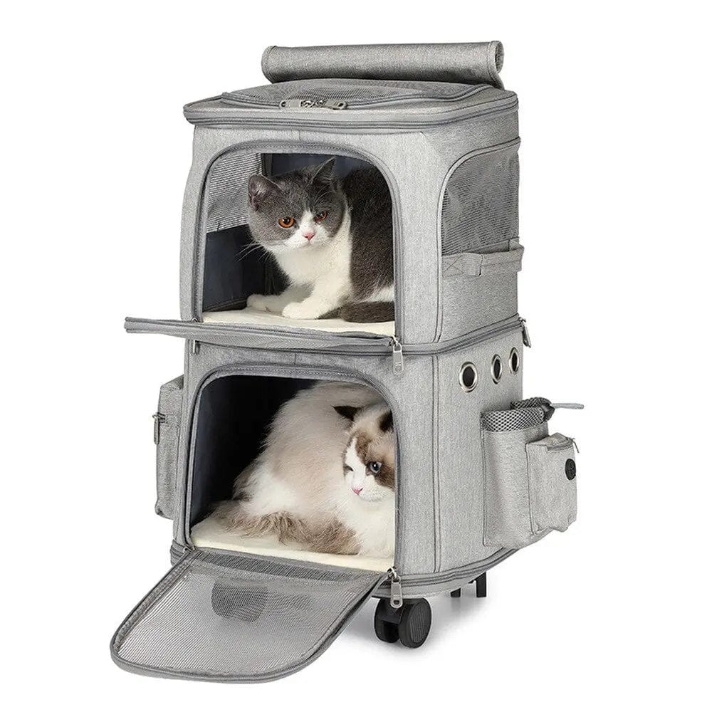 Sac de Transport pour Chat - Duo à Roulettes | HopMyCat