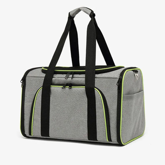 Sac de Transport pour Chat Pliable Vert et Gris | HopMyCat