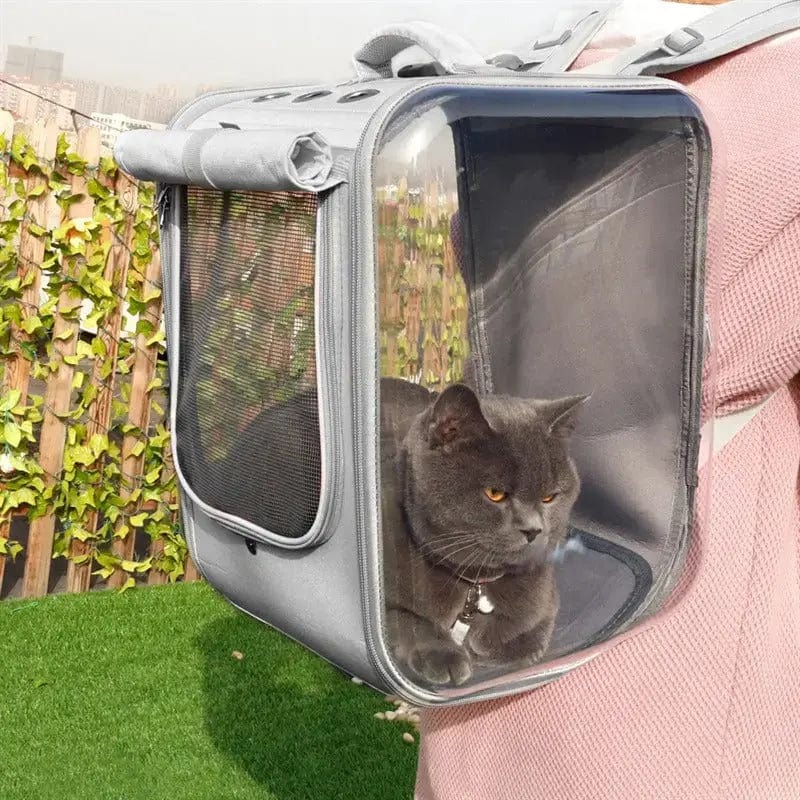 Sac de Transport pour chat, spacieux et aéré | HopMyCat Gris